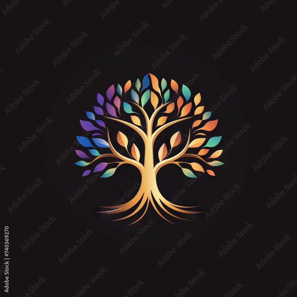 Obraz premium Tree Colorful Icon Graphic Design Element / Logo Illustration on Isolated White Background