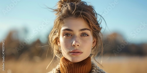 A young tall woman wearing ...