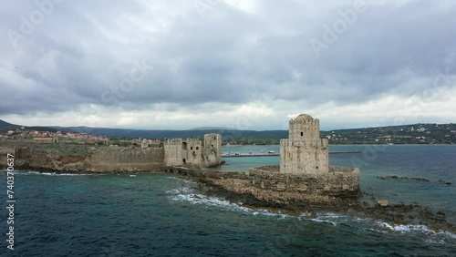 The maritime entrance to the Chateau de Methoni in Modon in Europe, Greece, the Peloponnese, Mani, in summer, on a sunny day. photo
