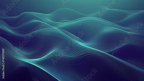 a blue teal gradient wallpaper with waves, in the style of pointillist artworks, dark sky-blue and dark purple, agfa vista, dark gray and light bronze