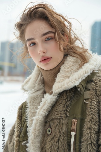 A young tall woman wearing ...