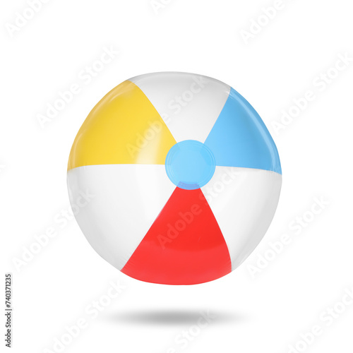 One beach ball in air on white background
