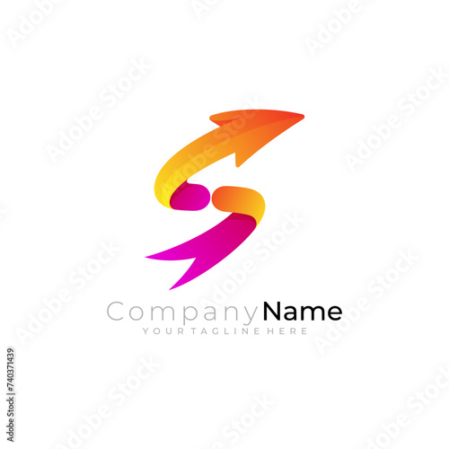 Free Download S logo and arrow design combination, 3d style logos - GFXLoad