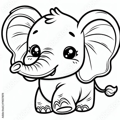 Coloring Book For Kids, cute elephant