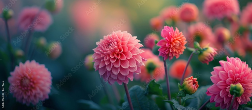 A variety of pink flowers, including terrestrial plants, herbaceous plants, and annual plants, are blooming in the garden A variety of pink flowers, including terrestrial plants, herbaceous plants, and annual plants, are blooming in the garden