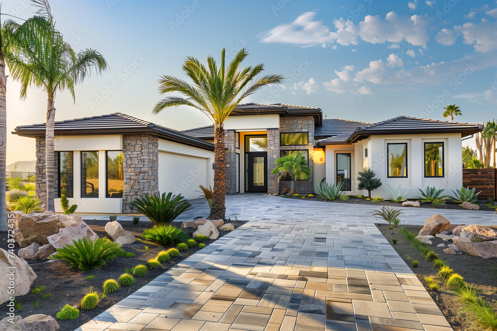 Fototapeta premium Beautiful Arizona Home Exterior, Luxury Style Home