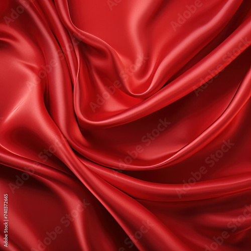 Get captivated by the intricate beauty of high-quality silk fabric in vibrant red. AI generative