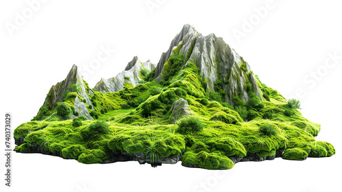 green mountain, isolated on white background PNG