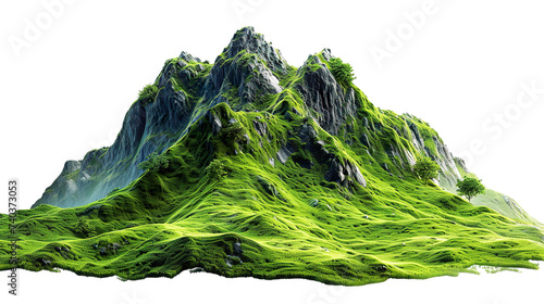 green mountain, isolated on white background PNG