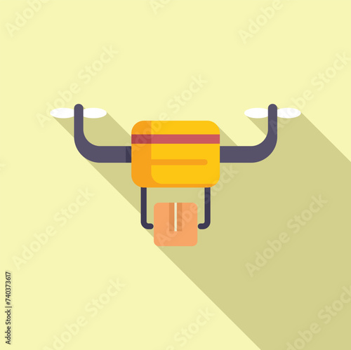 Fast drone delivery icon flat vector. Vehicle parcel shop. Export package