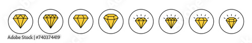 Diamond icon set vector. diamond gems sign and symbol