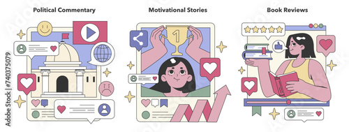 Influential Voices set. Flat vector illustration