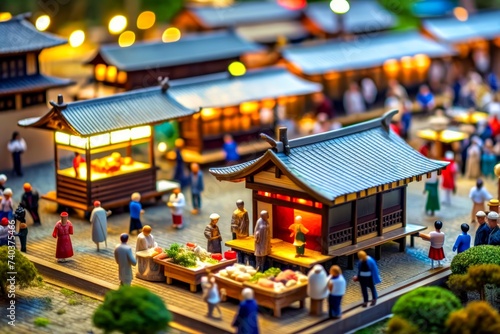 A view of the food stall. miniature model. real estate. sightseeing. shopping. trip. holiday. House.