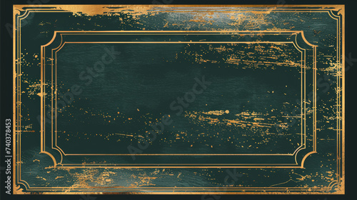 Vintage, distressed frame in gold on a green background. Rustic, weathered. 16x9 photo