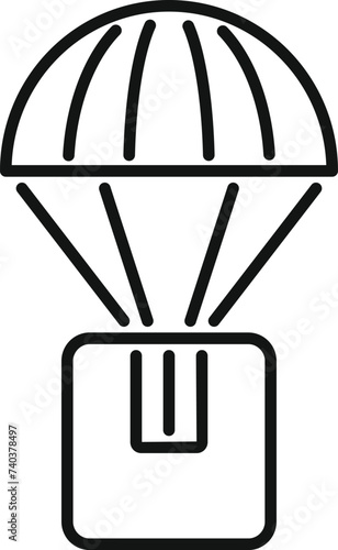 Parachute delivery parcel icon outline vector. Express service. Free deliver