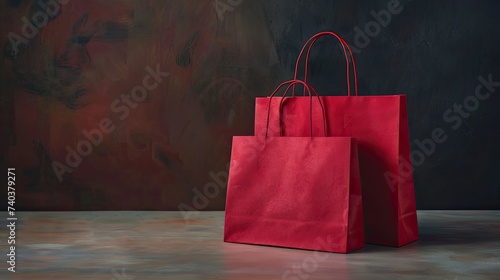 pair of shopping bags red