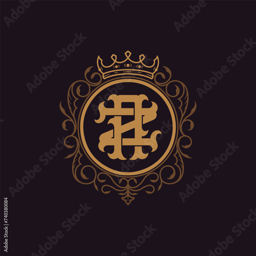 Victorian style monogram with initial AZ or ZA. Badge logo design. can be applied on stationery  invitations  signage  packaging  or even as a branding element and etc