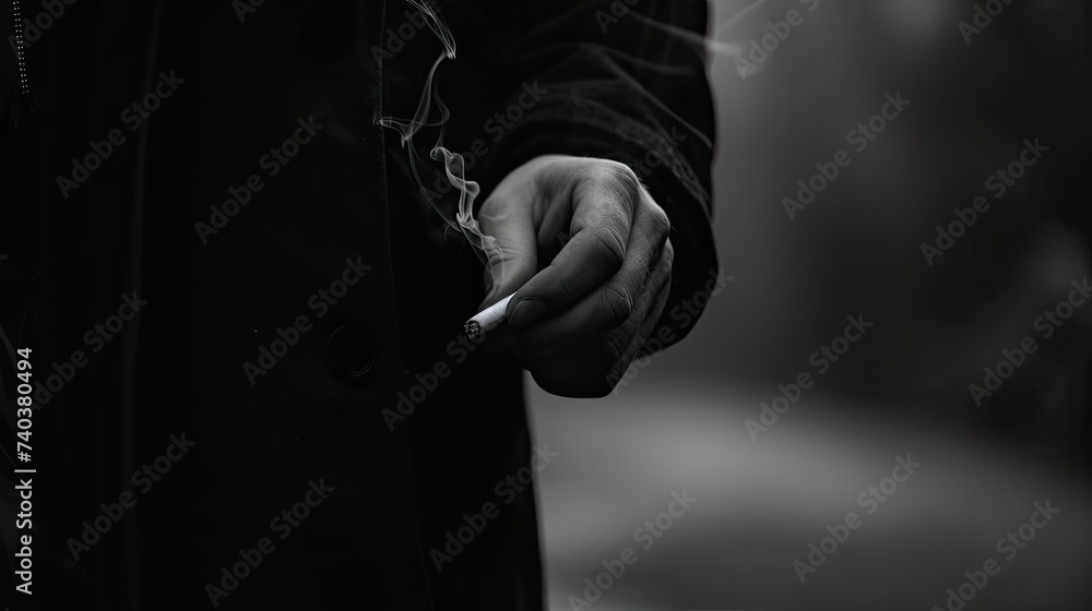 Person Holding Cigarette in Hand