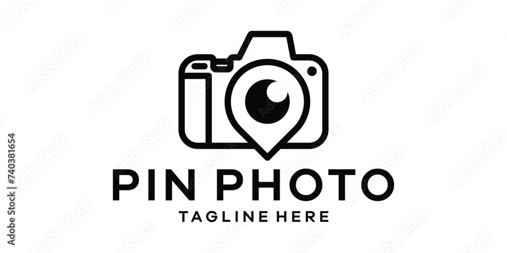 logo design combination of pin map camera shape, logo design template, symbol idea. logo design combination of pin map camera shape, logo design template, symbol idea.