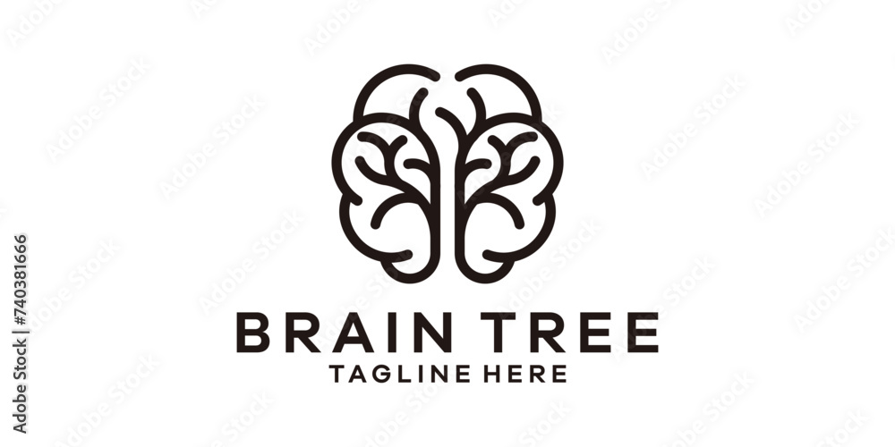 logo design combination of brain with tree, logo design template symbol idea. logo design combination of brain with tree, logo design template symbol idea.