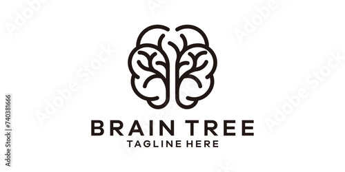 logo design combination of brain with tree, logo design template symbol idea.