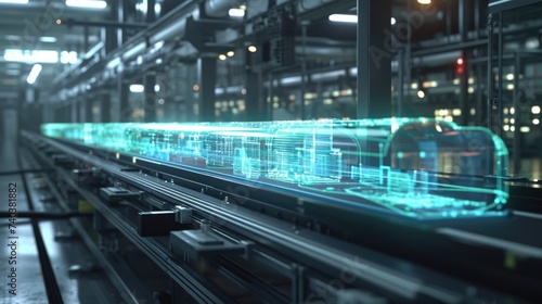 The holographic display of a production line shows the realtime status of every IoTconnected machine and allows for remote adjustments