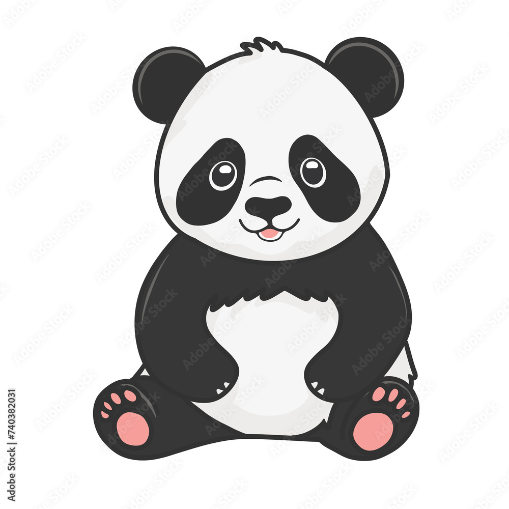 Naklejka premium panda bear with bamboo