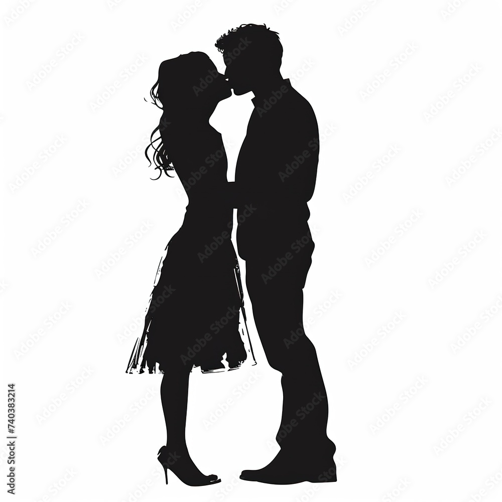silhouette of a couple kissing
