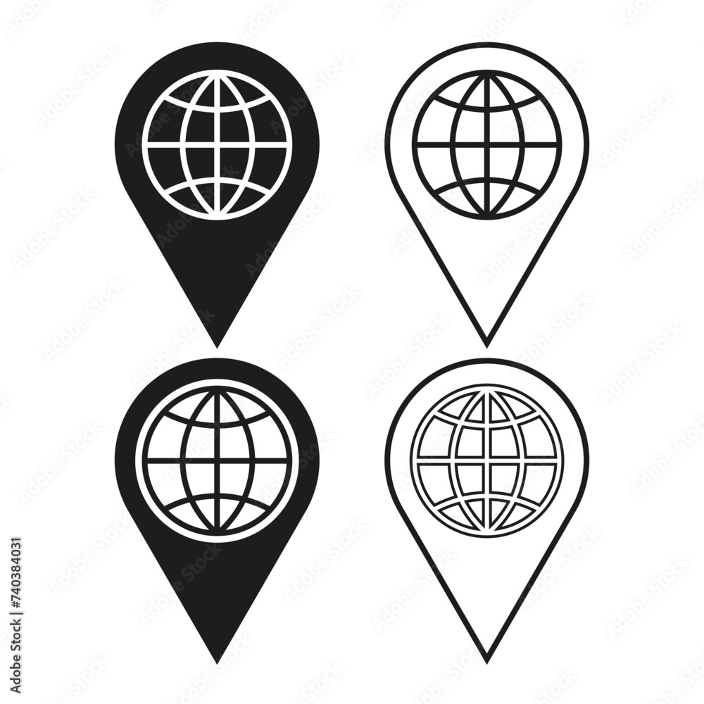 Globe pin icon. Vector illustration. EPS 10. Globe pin icon. Vector illustration. EPS 10.