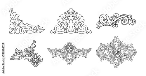 Floral wooden carving pattern, simple illustration