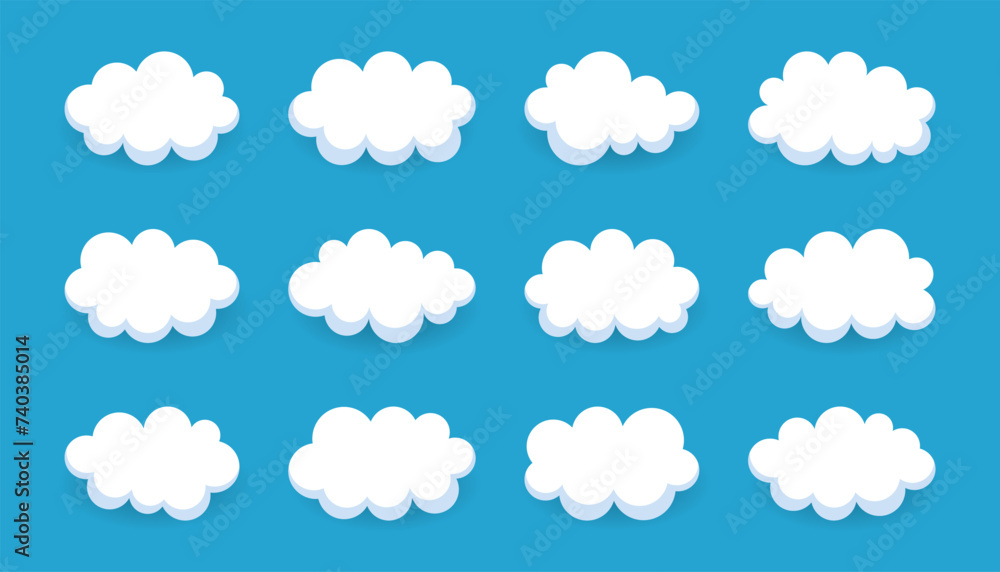 Set of white cloud vector ilustration