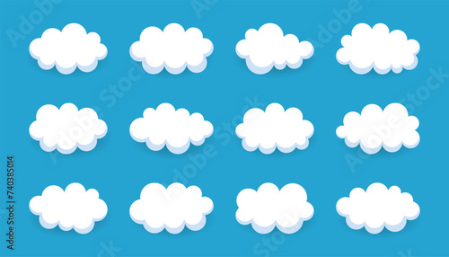 Set of white cloud vector ilustration