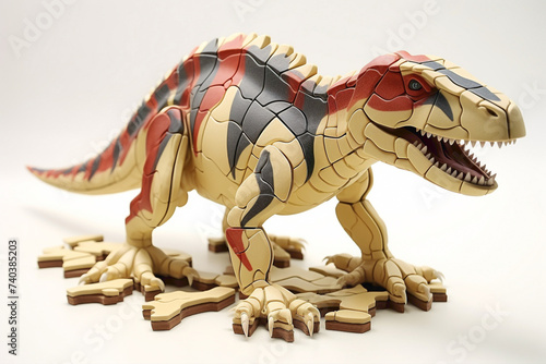 A 3D-printed dinosaur puzzle, where each piece is intricately designed to mimic the prehistoric creature's lifelike appearance. © HASHMAT