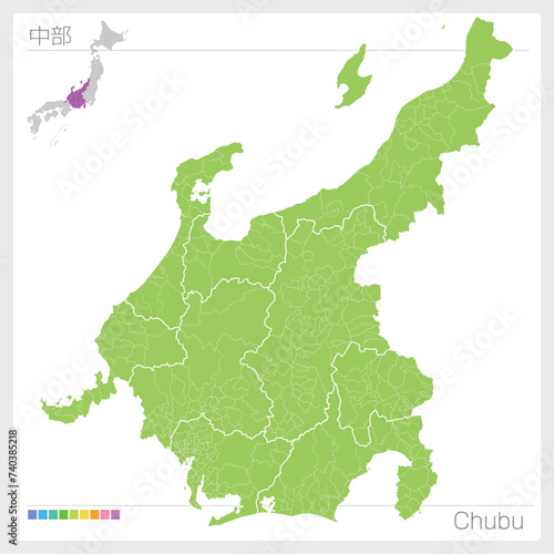 中部の地図・Chubu（グリーン）