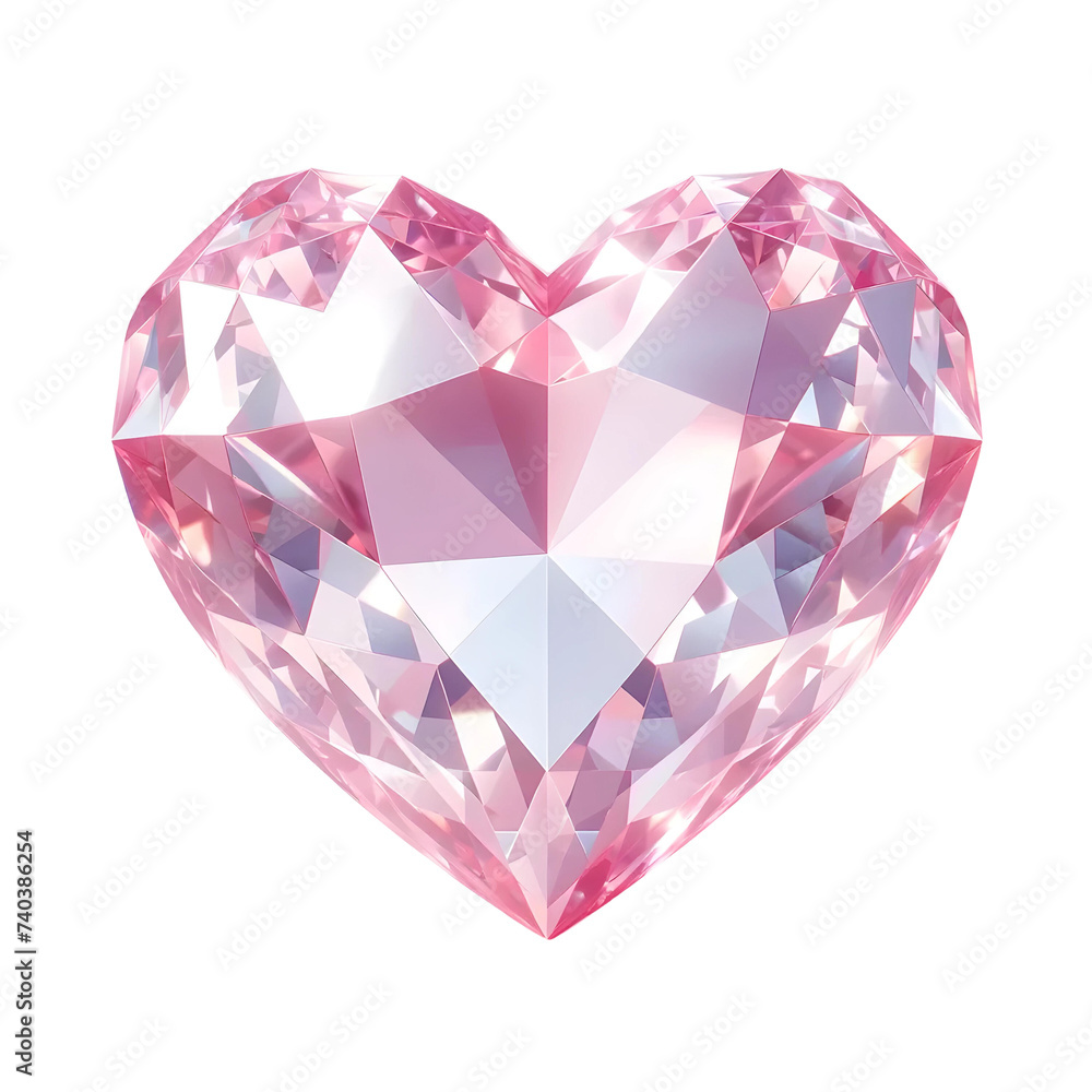 3D pink heart shape diamond