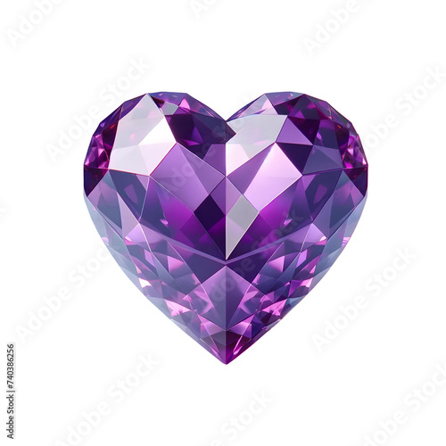 3D purple heart shape diamond