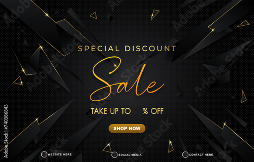 special discount sale discount template banner with copy space for product sale with abstract gradient black background design