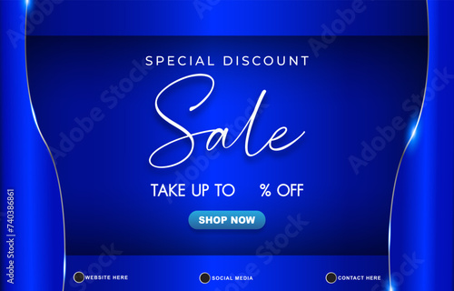 special discount sale discount template banner with copy space for product sale with abstract gradient blue and white background design