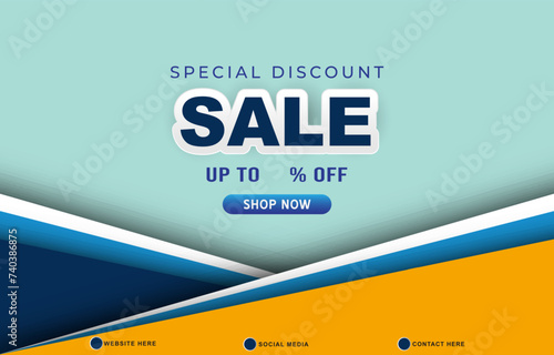 special discount sale discount template banner with copy space for product sale with abstract gradient blue and white background design