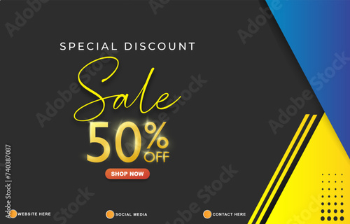 special discount sale template banner with copy space for product sale with abstract gradient black background design