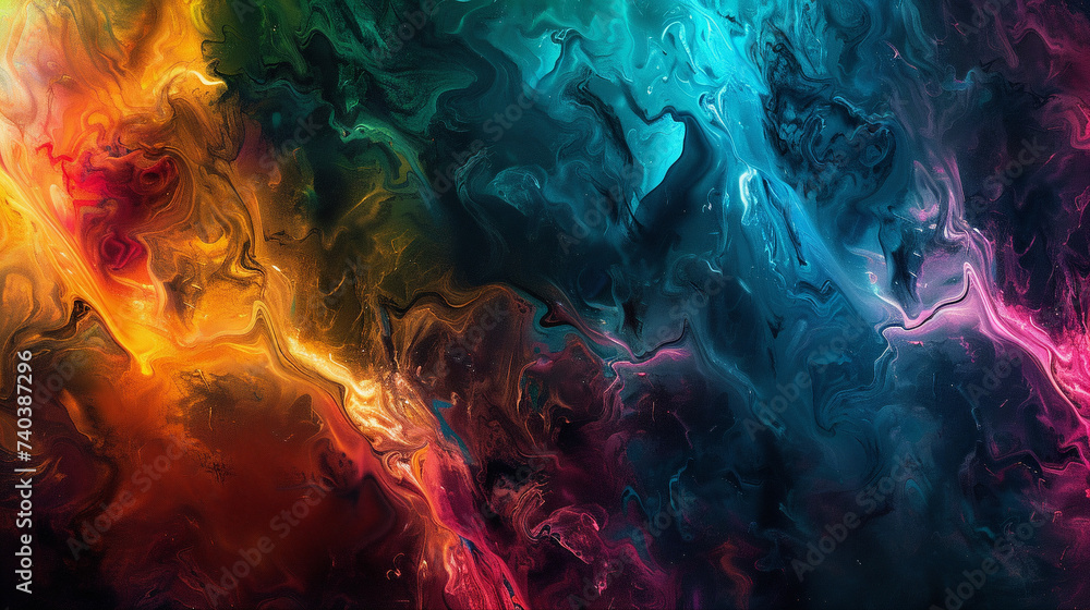 Dark Background Illustration With Swirls Of Multiple Colors