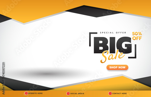 special offer big sale discount template banner with copy space for product sale with abstract gradient orange and white background design