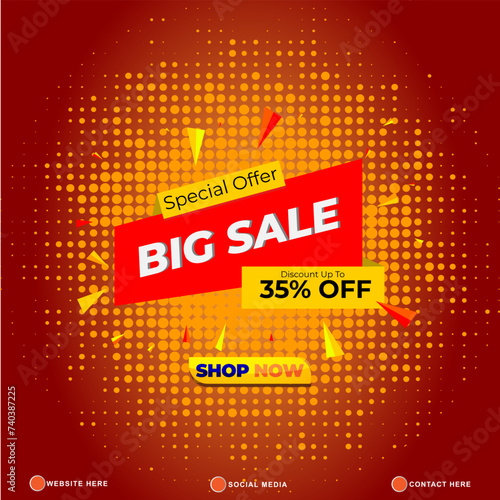 special offer big sale discount template banner with copy space for product sale with abstract gradient orange and red background design