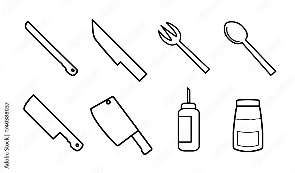 cookware or kitchenware icon set, vector illustration cookware or kitchenware icon set, vector illustration