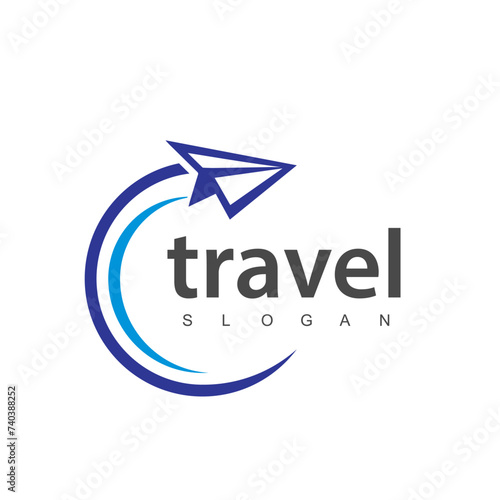 Travel agency business logo. transport, logistics delivery logo design. paper airline illustration.