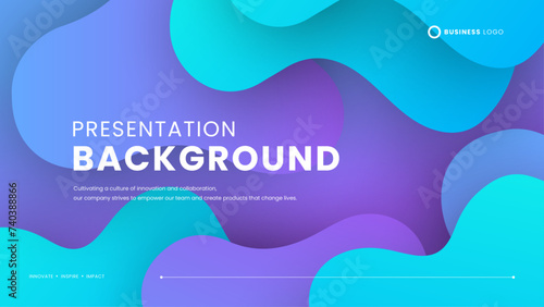 Purple violet and blue vector simple minimalist style background design with waves and liquid. Presentation background template