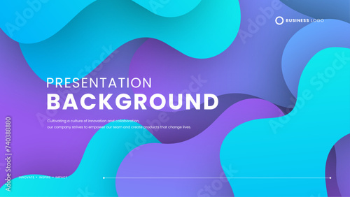 Purple violet and blue vector abstract creative background in minimal and simple trendy style with wave and iquid shape. Presentation background template photo