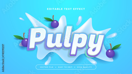 Blue white and purple violet pulpy 3d editable text effect - font style photo
