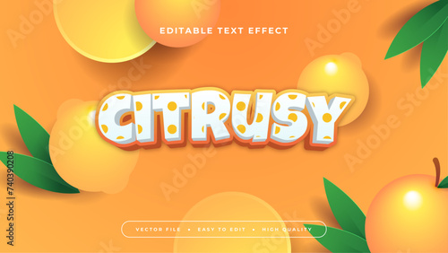 White green and orange citrusy 3d editable text effect - font style