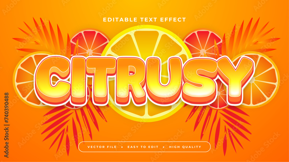 Orange and yellow citrusy 3d editable text effect - font style